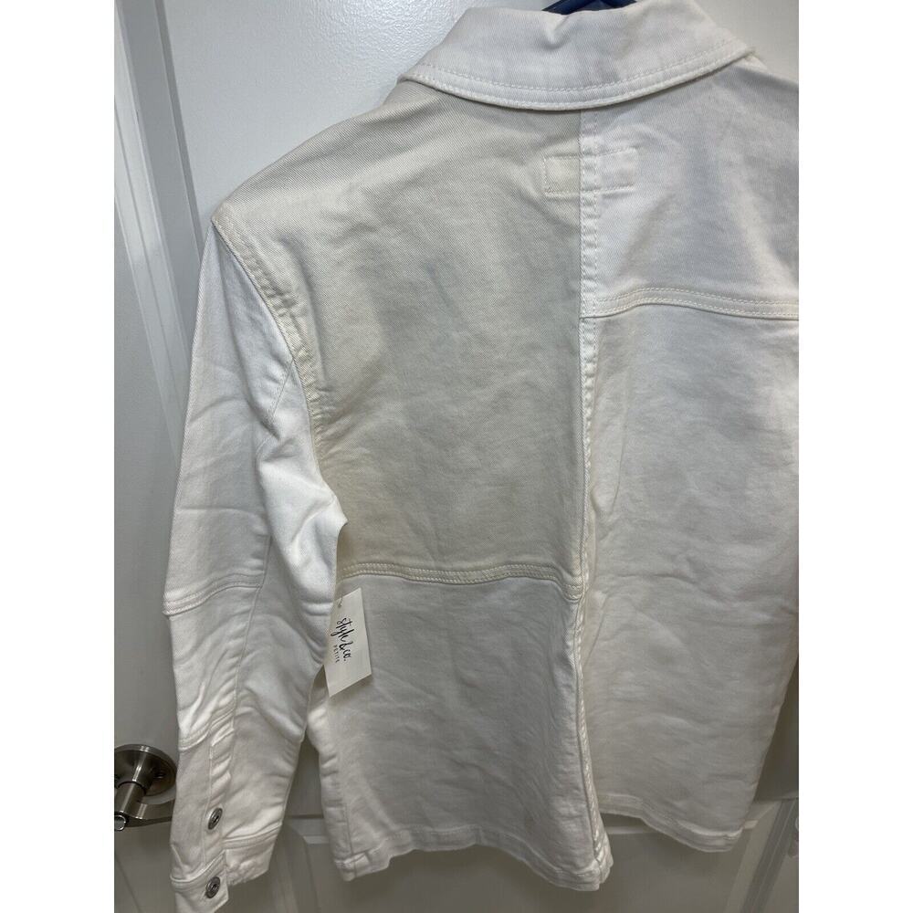 style & co White and Off White Color Blocked Denim jacket size PS MSRP$59.50 - Picture 8 of 8
